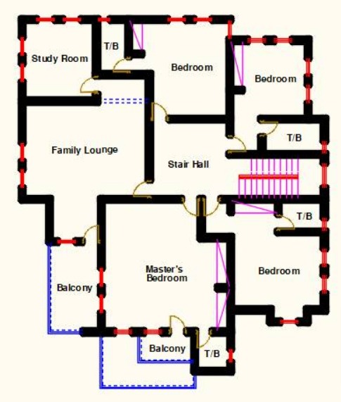 Residential 6 Bedroom Home Plan