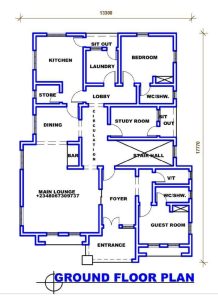Simple 4 Bedroom Duplex Ground Floor Plan