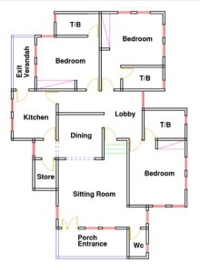Beautiful 3 Bedroom Bungalow Building Plan
