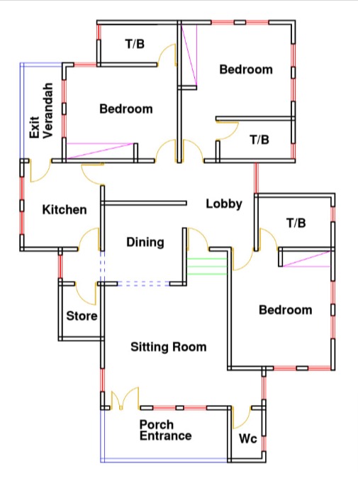 Beautiful 3 Bedroom Bungalow Building Plan