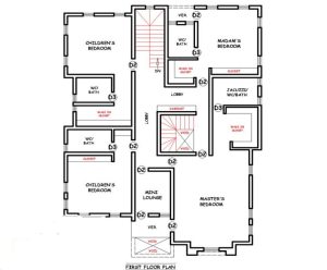 First Floor Plan of a 6-Bedroom Duplex