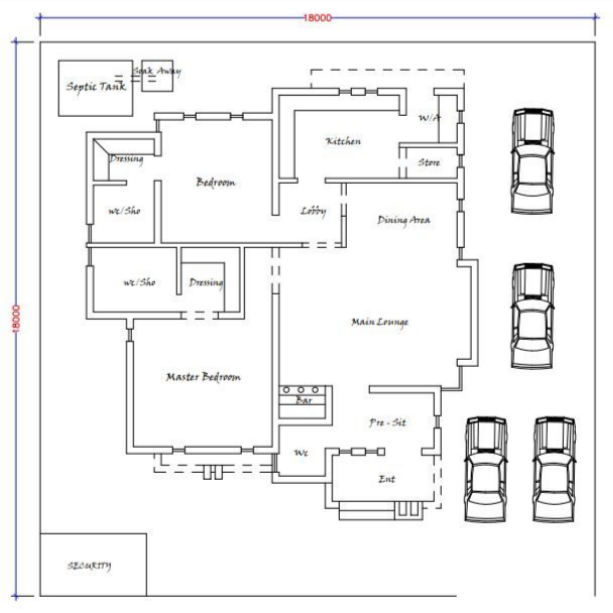 Proposed Two Bedroom Bungalow Design
